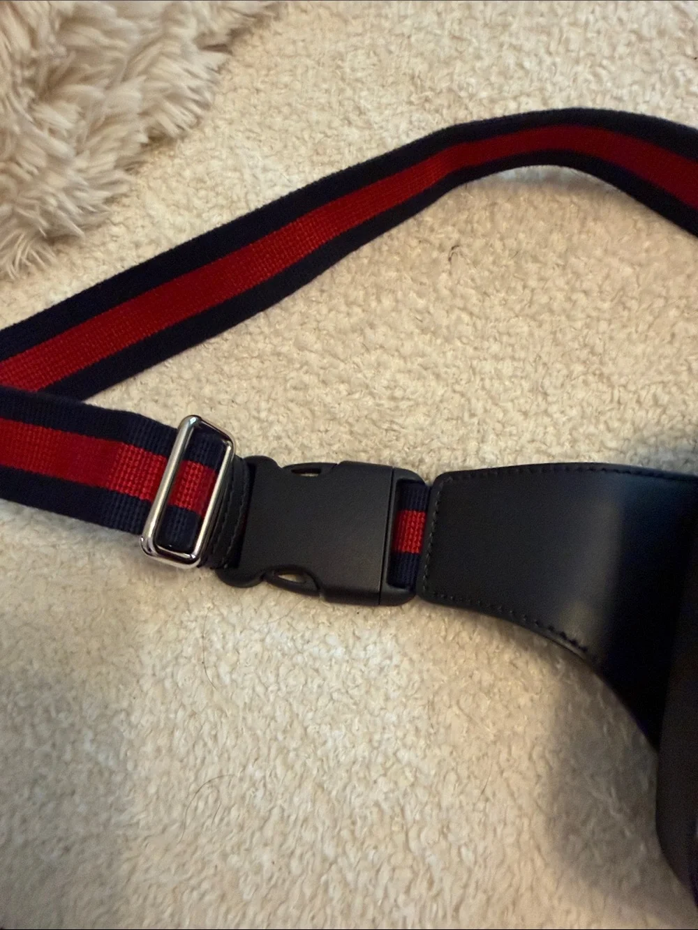 Gucci Black GG Supreme Canvas Belt Bag with Silver Zip